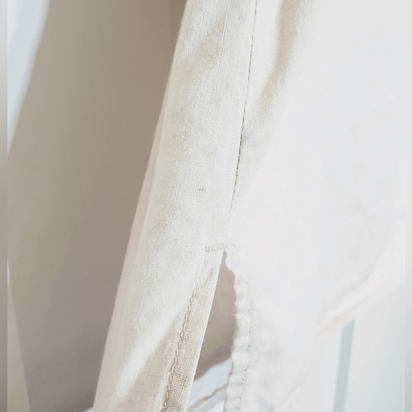 Catherine's Linen & Cotton Tunic Size 2X  22/24W Ivory Green Pink Flowers - Picture 14 of 14